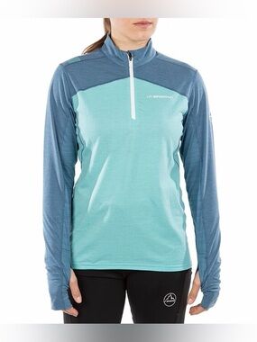 La Sportiva Swift Long Sleeve 1/4 Zip Trail Running Top Women’s Medium Blue Aqua